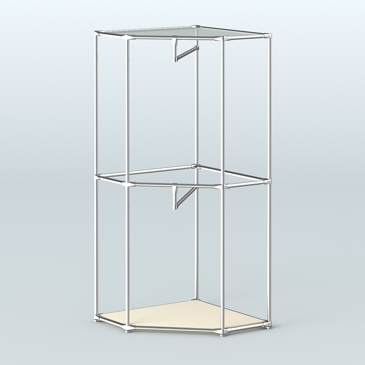 Угловой стеллаж Хром №6 с поручнями Крем Вайс