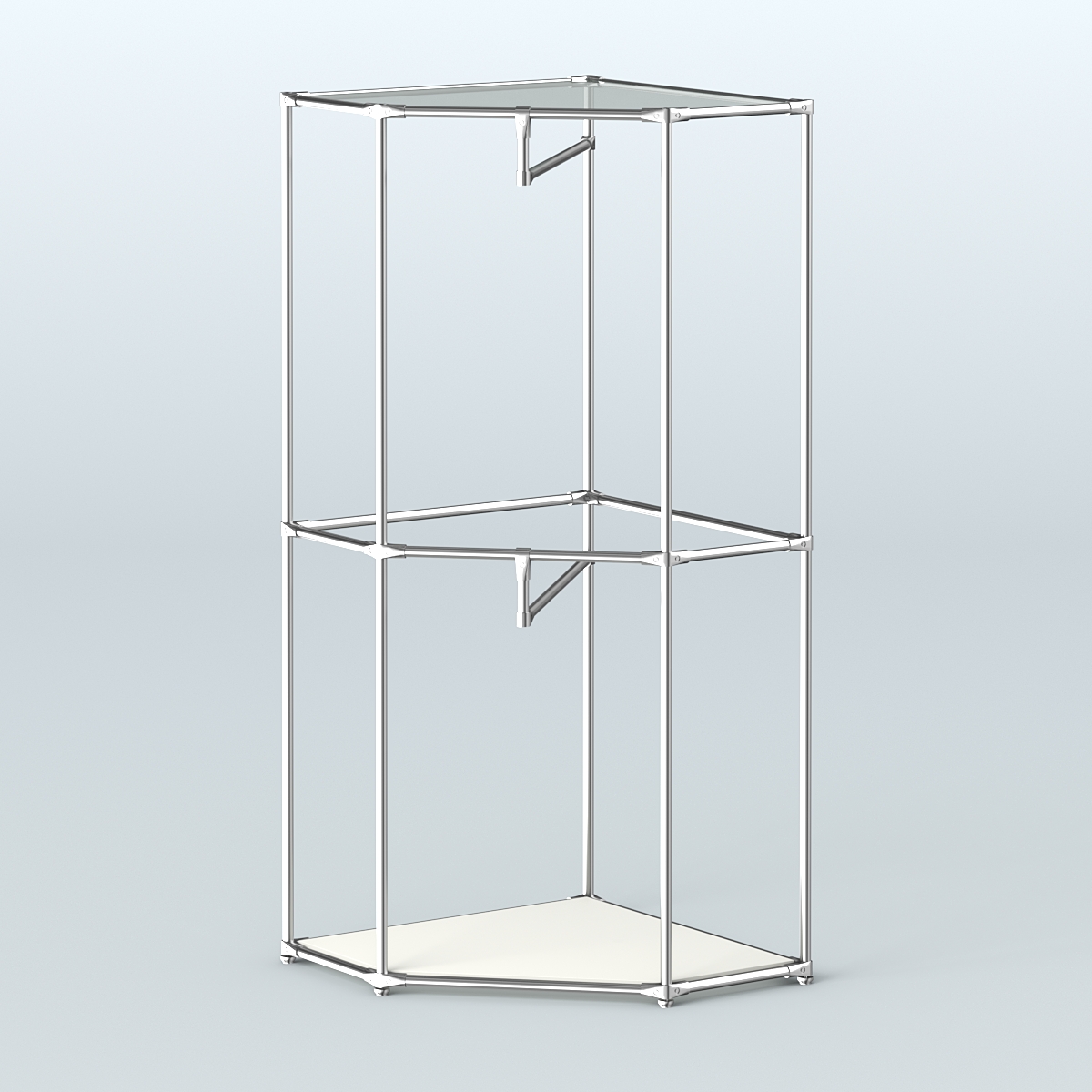 Угловой стеллаж Хром №6 с поручнями Белый