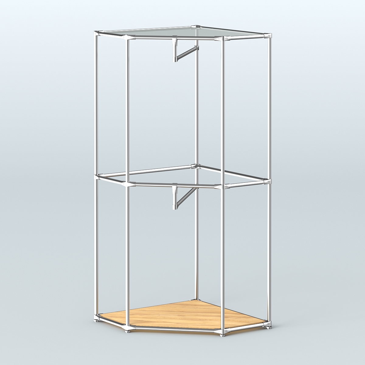 Угловой стеллаж Хром №6 с поручнями Дуб Золотистый