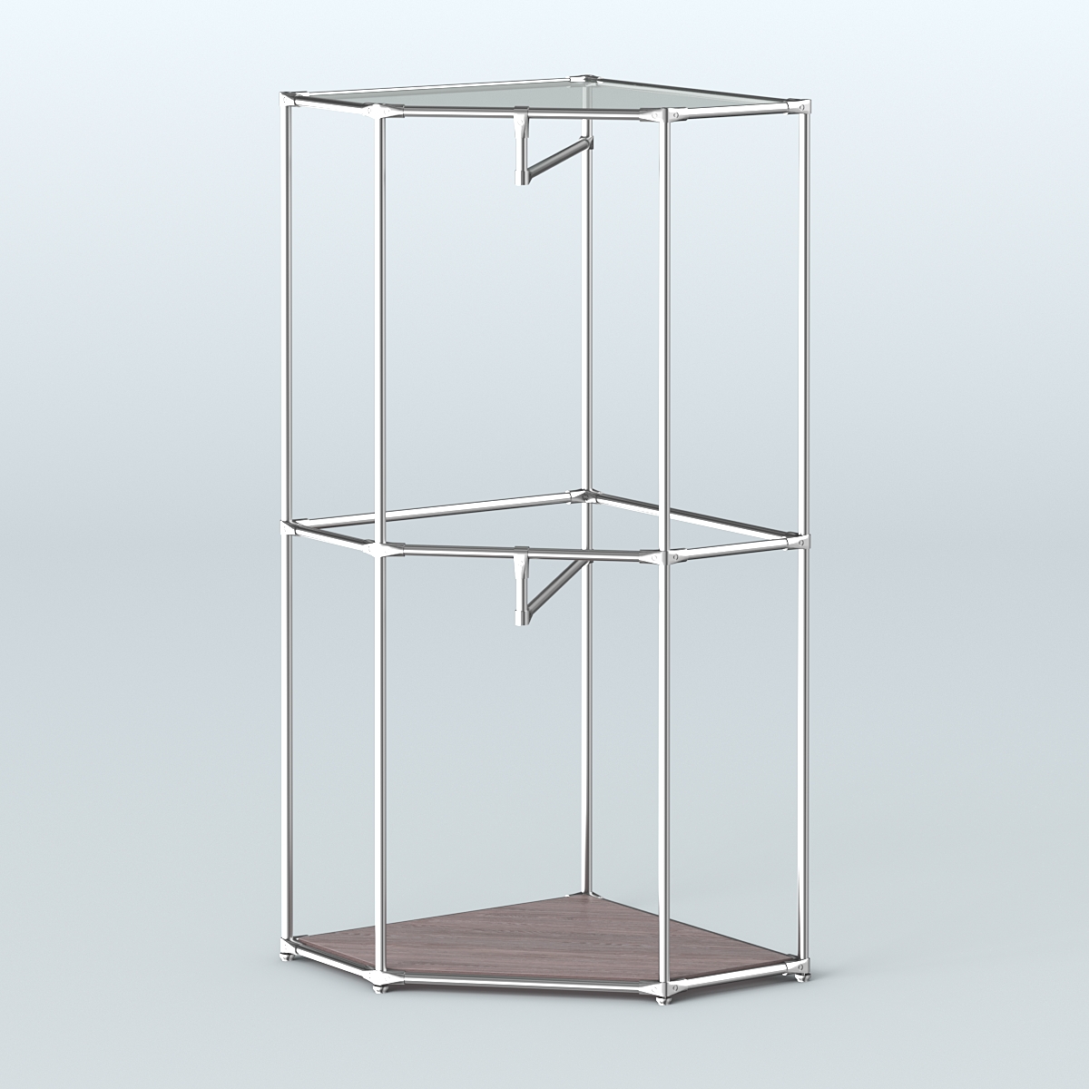 Угловой стеллаж Хром №6 с поручнями Ясень Анкор темный