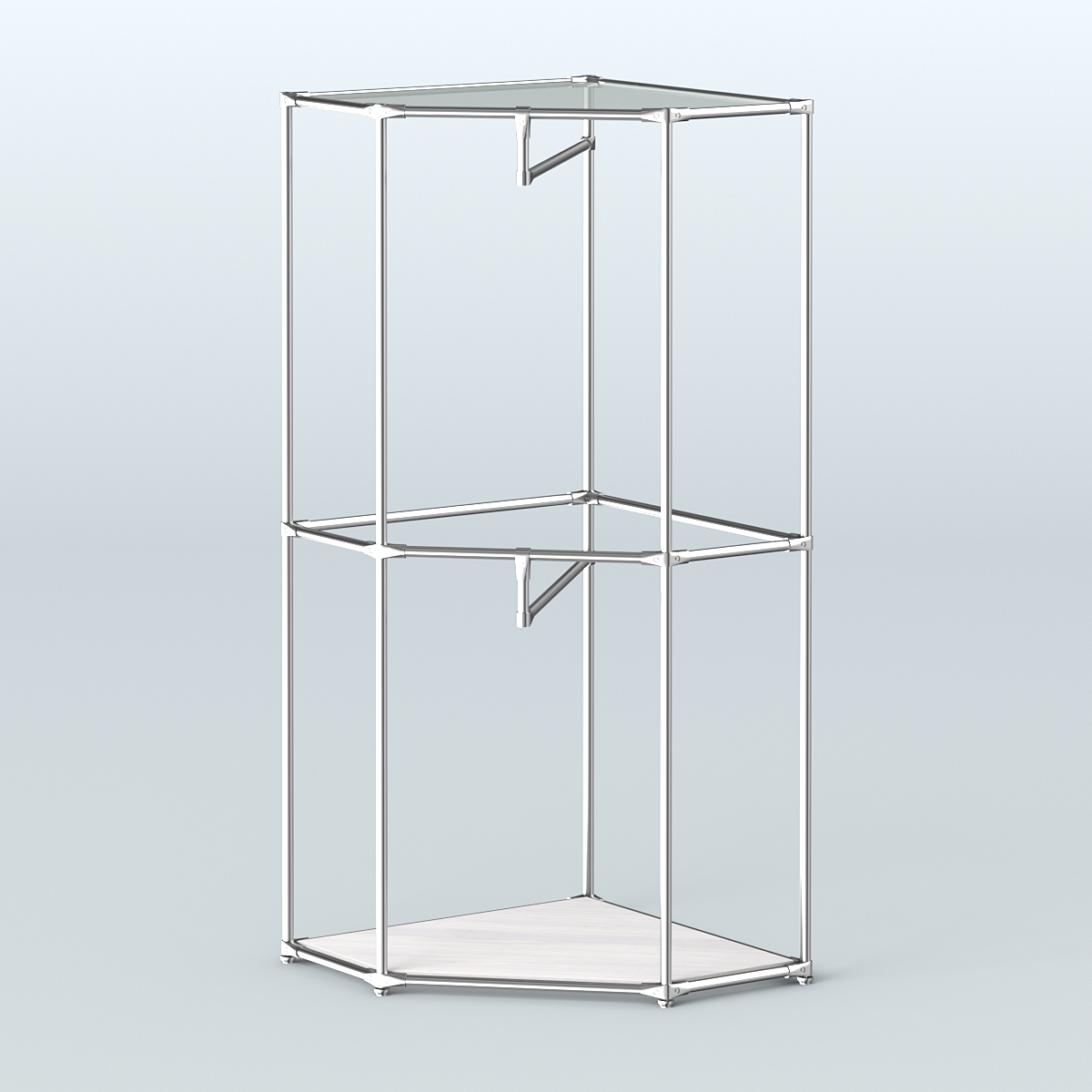 Угловой стеллаж Хром №6 с поручнями Ясень Анкор светлый