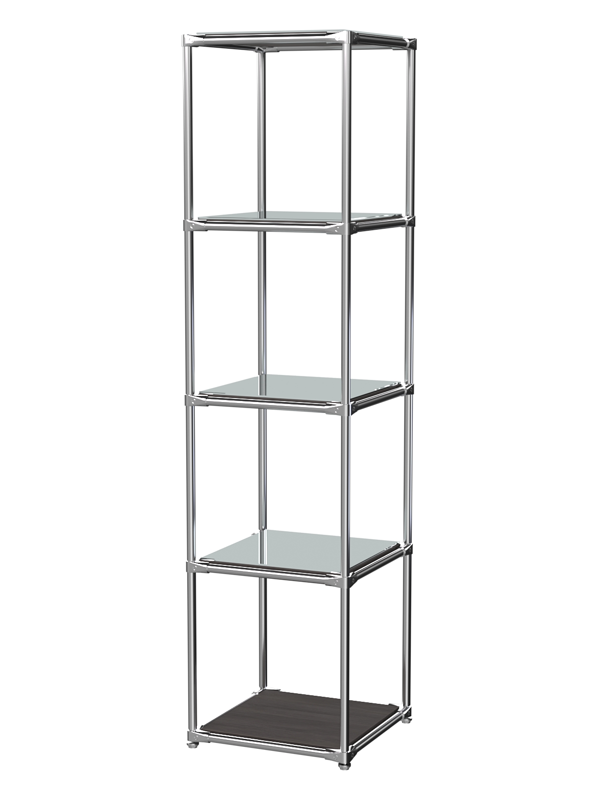 Торговый хромированный стеллаж с зеркальными полками №1 Антрацит