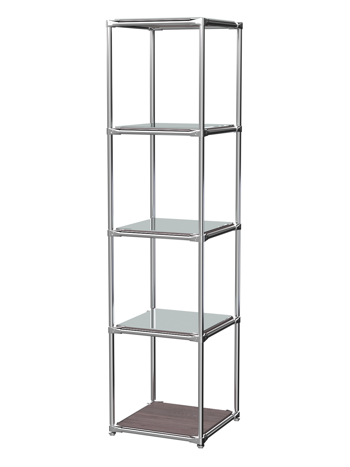 Торговый хромированный стеллаж с зеркальными полками №1 Ясень Анкор темный