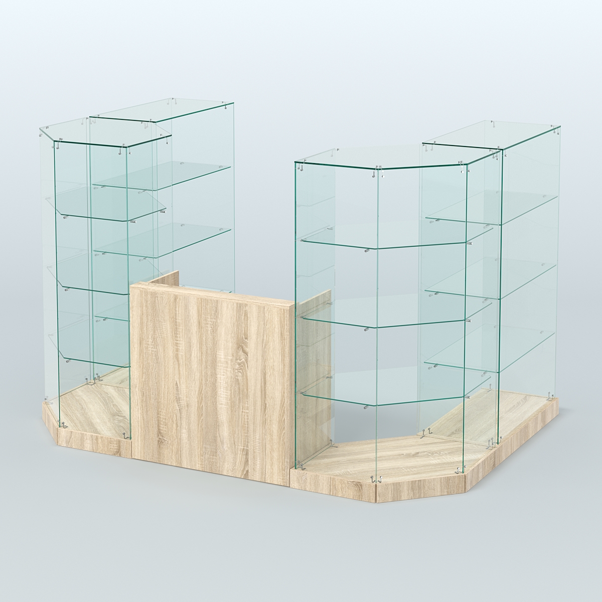 Торговый стеклянный павильон Абсолют №1 (открытый) (4.13 кв.м) Дуб сонома