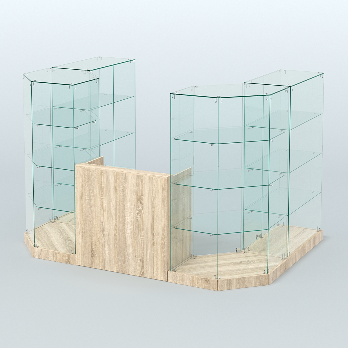 Торговый стеклянный павильон Абсолют №1а (закрытый) (4.13 кв.м) Дуб сонома