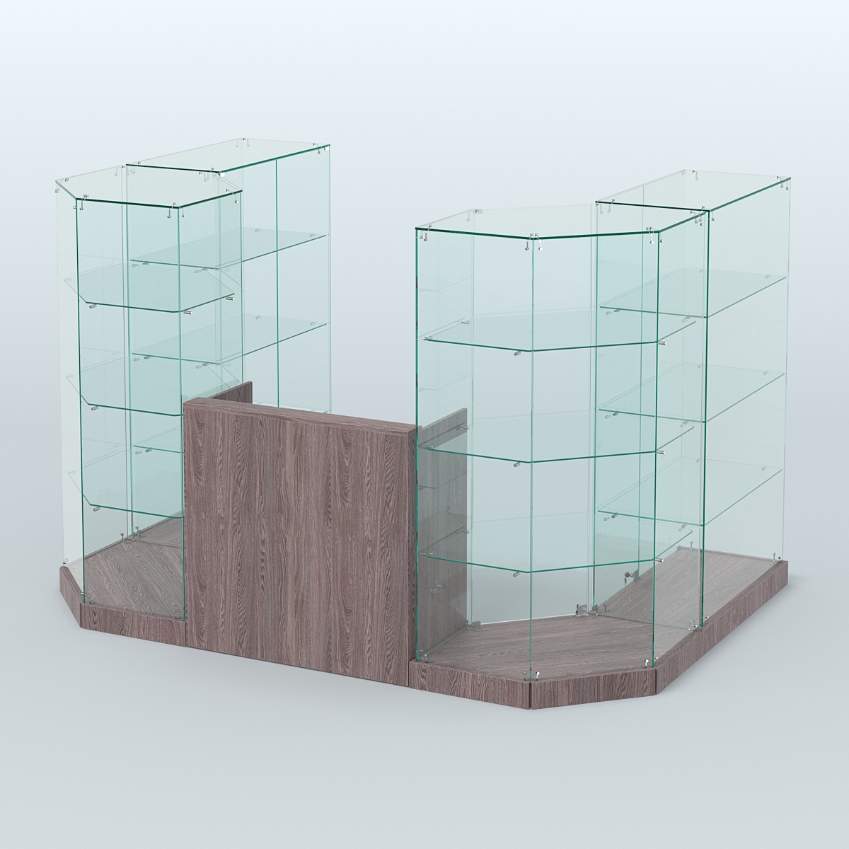 Торговый стеклянный павильон Абсолют №1а (закрытый) (4.13 кв.м) Ясень Анкор темный