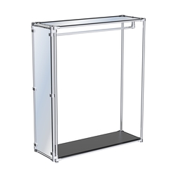 Хромированный стенд-вешало для одежды, торец-зеркало ZTD-10 №1-4 с полкой Зеркало 4 мм, Черный