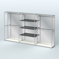 Торговая система ХРОМ (задняя стенка - зеркало) 3600 мм с тонированными полками и поручнями №2, Белый