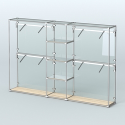 Торговая система ХРОМ (задняя стенка - стекло) 3600 мм с зеркальными полками и поручнями №8, Дуб Сонома