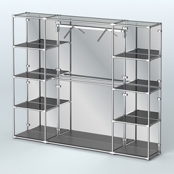 Торговая система ХРОМ (задняя стенка - зеркало) 2430 мм с тонированными полками и поручнями №11, Черный