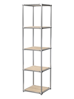 Торговый хромированный стеллаж с полками ДСП №1, Дуб Сонома