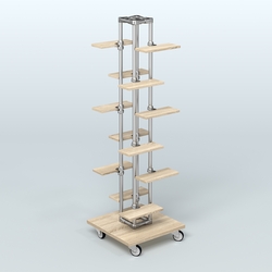 Торговый стенд для обуви с полками ДСП ЛЕСЕНКА №1-1, Дуб сонома