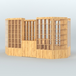 Павильон с двумя кассовыми прилавками для продажи чая и кофе №2, Дуб Золотистый