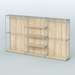 Торговая система ХРОМ (задняя стенка - ДСП) 3600 мм с полками ДСП и поручнями №2, Дуб Сонома