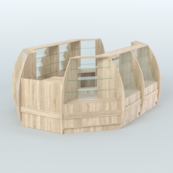 Торговый островок из стекла и дсп БРИЗ средний №3, Дуб сонома