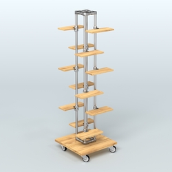 Торговый стенд для обуви с полками ДСП ЛЕСЕНКА №1-1, Дуб Золотистый