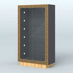 Низкая витрина с декором и замком НБА-505С, Черный и Дуб Золотистый 10-U1148