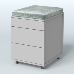 Тумба мобильная 2 ящика + 1 ящик-лоток с подушкой Фламинго, цвет белый + акация + бежевый, Серый