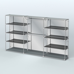 Торговая система ХРОМ (задняя стенка - зеркало) 3600 мм с тонированными полками и поручнями №1, Темно-Серый