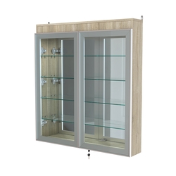 Витрина настенная №4-4А зеркальная с подсветкой серии Collecto, Дуб Сонома