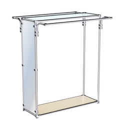 Хромированный стенд зеркальный ZTD-38 №1-1 с полкой стекло 6 мм (прозрачное), Крем Вайс