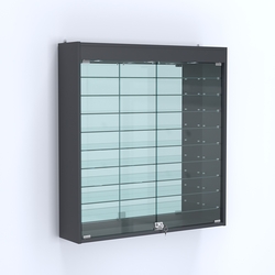 Витрина настенная №204-8А зеркальная с верхним светом и девятью полками, Антрацит