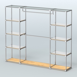 Торговая система ХРОМ без ДСП 2430 мм с зеркальными полками и поручнями №3, Дуб Золотистый