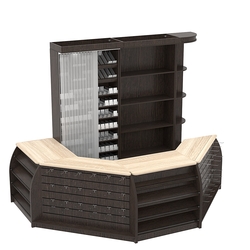 Комплект кассовой зоны со скошенным фасадом и стеллажом под сигареты средний №2-1, Дуб Венге и Дуб Сонома