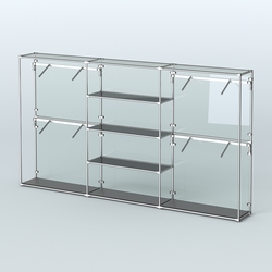 Торговая система ХРОМ (задняя стенка - стекло) 3600 мм с тонированными полками и поручнями №5, Черный