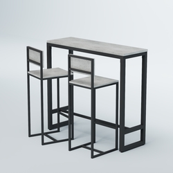 Комплект барный стол "Кофе-брейк" №8 и стулья, Метрополитан Грей