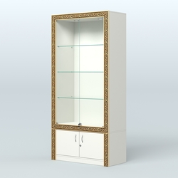 Витрина с декором и дверками №ВБА-1, Белый