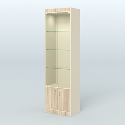 Витрина из ДСП с дверками для аптеки №2-400-1, Крем Вайс и Дуб Сонома U2236-5