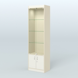 Витрина из ДСП с дверками для аптеки №2-400-1, Крем Вайс + Белый