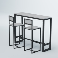 Комплект барный стол "Кофе-брейк" №9 и стулья, Серый