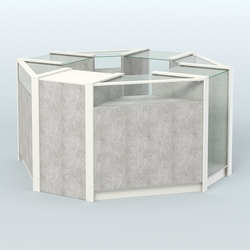 Торговый островок в стиле ЛОФТ с прозрачными фасадами №3 (4,72 кв.м), Метрополитан Грей + Белый