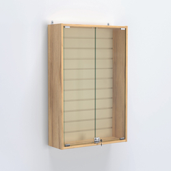 Витрина настенная №202-1Б с эконом панелью и стеклянными дверками, Дуб Золотистый