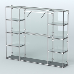 Торговая система ХРОМ (задняя стенка - стекло) 3600 мм с зеркальными полками и поручнями №11, Темно-Серый