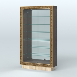 Низкая витрина с декором и узкими полками НБА-11, Дуб Венге + Дуб Сонома