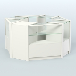 Торговый островок в стиле ЛОФТ с одним рядом прозрачных полок №2 (4,72 кв.м), Белый