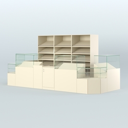 Пристенный павильон с прилавками и стеллажами для торговли хлебом и выпечкой №5, Крем Вайс