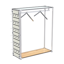 Хромированный стенд-вешало ETD-12 №1-1 (торец-ЭП) с полкой стекло 6мм (прозрачное), Дуб Золотистый