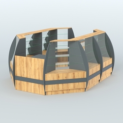 Торговый островок из стекла и дсп БРИЗ средний №3, Темно-Серый  + Дуб Золотистый