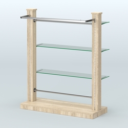 Островная система с перфорацией и тремя стеклянными полками №9, Дуб сонома