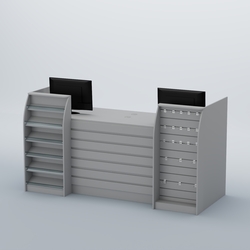 Ресепшен Атлант с накладными планками наклонными полками и экономпанелью №9, Серый