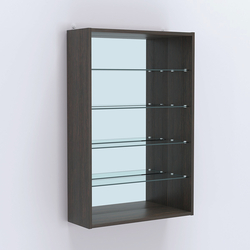 Витрина настенная №202-2Г с четырьмя полками и зеркалом, Дуб Венге