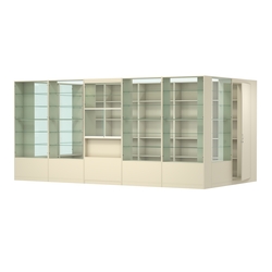 Пристенный торговый павильон из ДСП СЭСП №14 (10, 8 кв.м), Крем Вайс