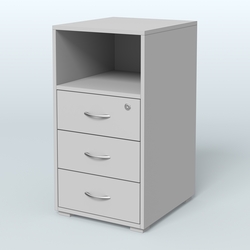 Тумба приставная 3 ящика с нишей, Серый