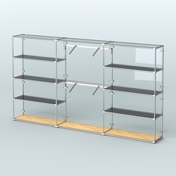 Торговая система ХРОМ (задняя стенка - стекло) 3600 мм с тонированными полками и поручнями №6, Дуб Золотистый