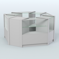 Торговый островок в стиле ЛОФТ с одним рядом прозрачных полок №2 (4,72 кв.м), Серый