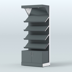 Стеллаж для хлеба и выпечки с четырьмя наклонными полками, накопителем и фризом Феникс №13ФН, Темно-Серый